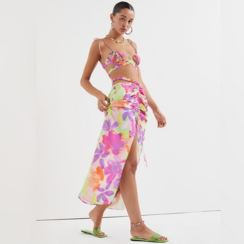 💜🩷 FOR LOVE & LEMONS Revolve Pia Floral Midi Skirt 🩷💜
